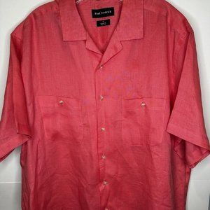 Paul Fredrick Short Sleeve Linen Shirt NWOT NEW Mens XL Pink